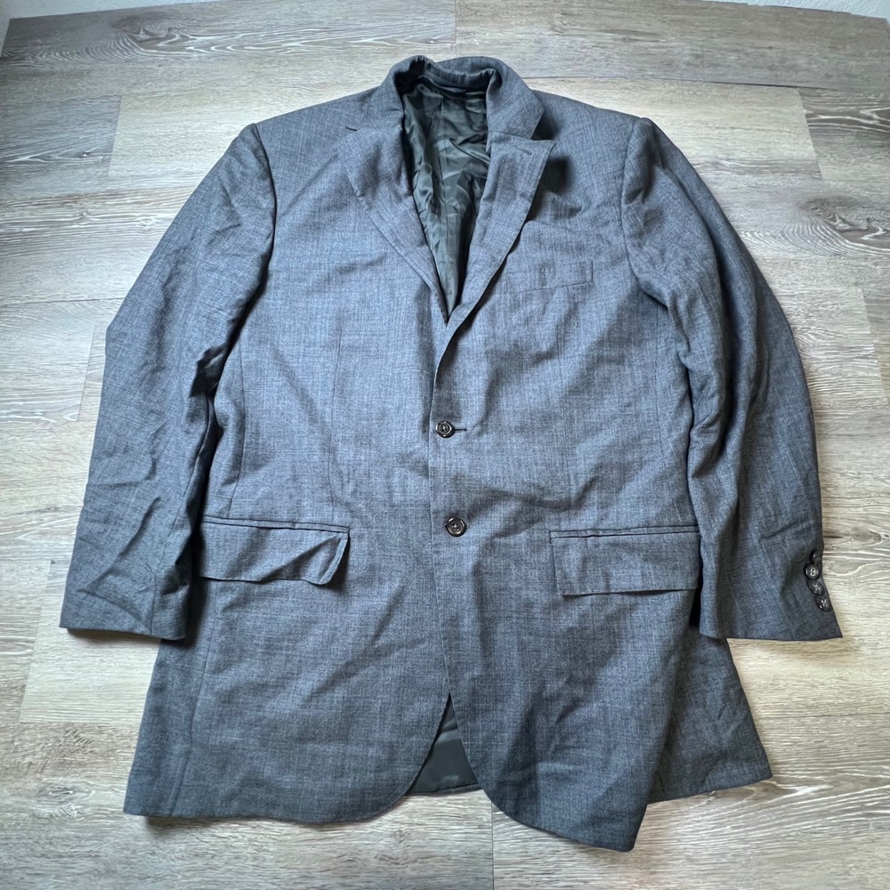 Vintage Polo Ralph Lauren Sport Coat Mens Grey Plaid Wool Blazer Made in Italy